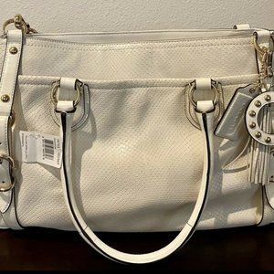 NWT COACH Embossed Exotic Python Sierra White Carryall Shoulder Bag 16753